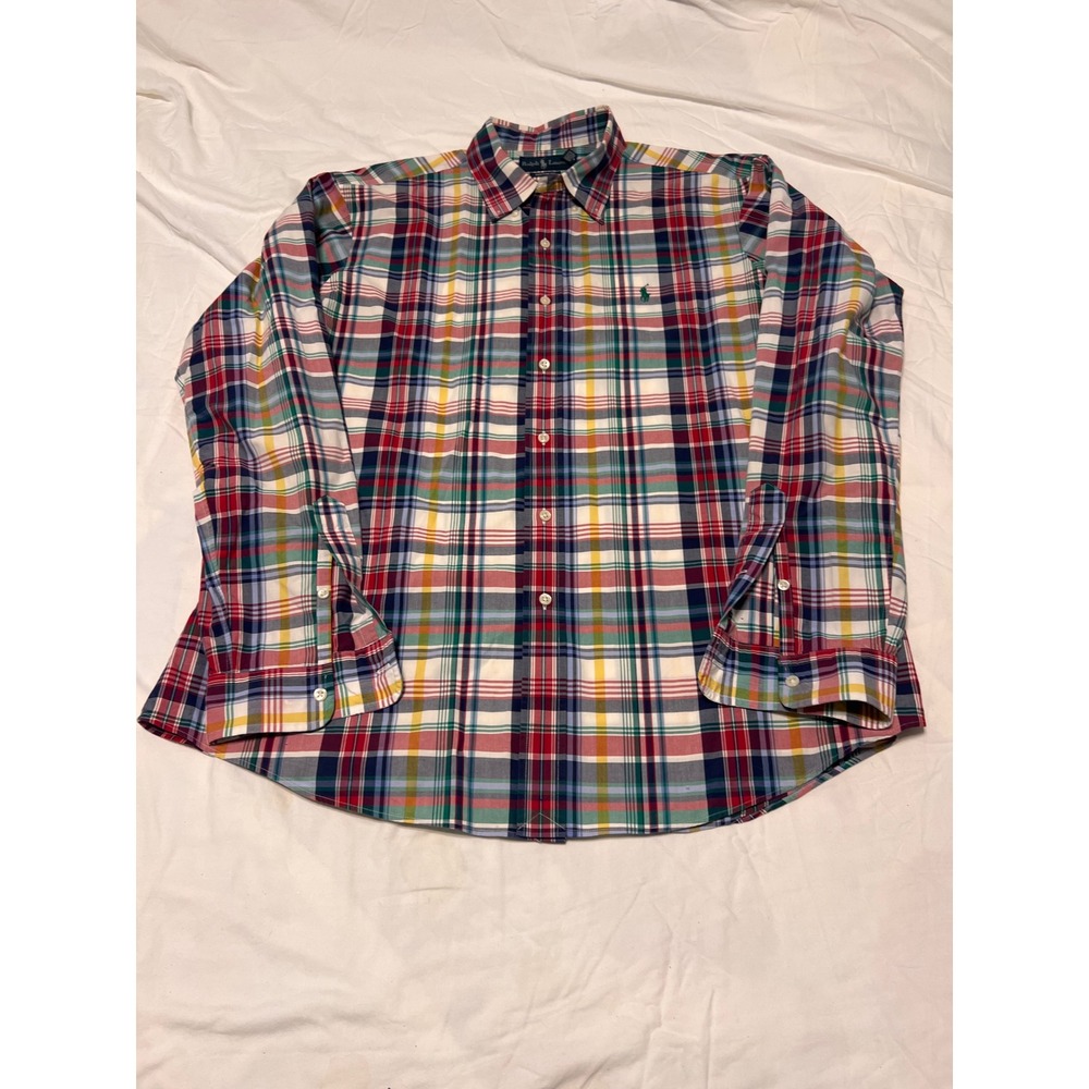 Polo Ralph Lauren Custom Fit Plaid Xmas Button Dn Shirt Men XL Multicolor Cotton